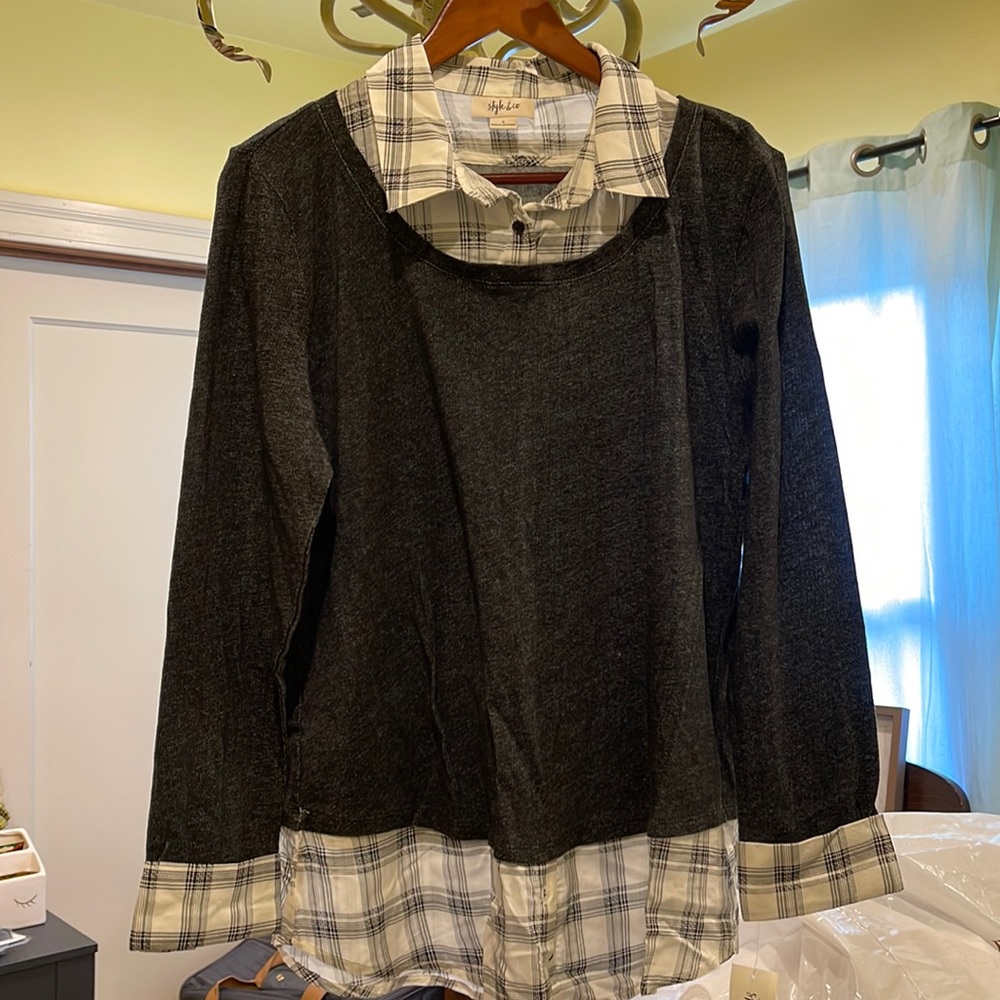 NEW Style & Co Layered Sweater/Blouse L